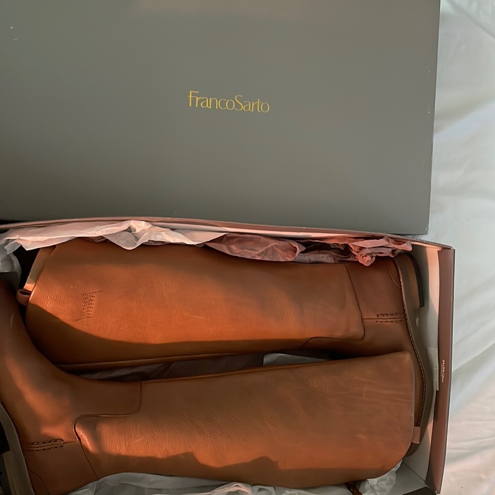 Franco Sarto Knee-High Camel Leather Boots